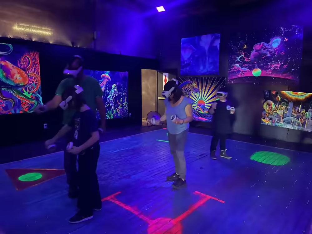 Virtual reality gaming setup at Advanced Action Sports event space